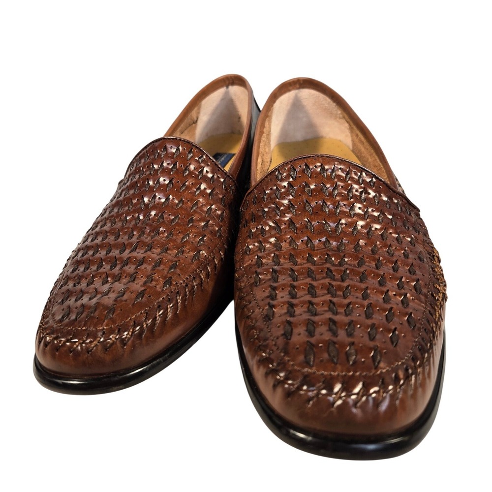 Giorgio Brutini Le Glove Mens Woven Brown Leather Loafers Dress Shoes 13D